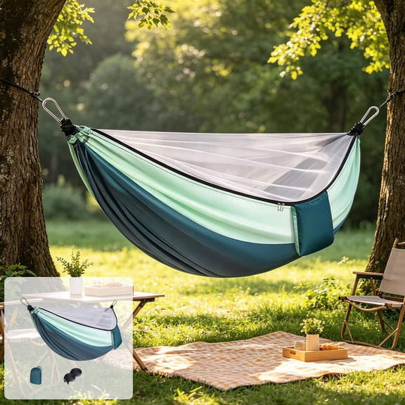 Hammock Camping with Bug Net, Lightweight Breathable Hammocks for with High Load Capacity, Portable Hammock for Outside Patio Yard Beach Use