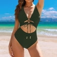 thumbnail image 5 of Women's One Piece Swimsuit Sexy Bikini with Padded Cups Wire Free Swimsuit for Beach Pool,Army Green,L, 5 of 8