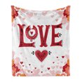 thumbnail image 1 of Vintage Valentine Soft Flannel Fleece Throw Blanket, Love Typography with Pastel Hearts and Flowers, Cozy Plush for Indoor and Outdoor Use, 50" x 70", Multicolor, by Ambesonne, 1 of 5