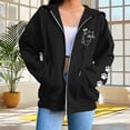 thumbnail image 6 of Feancey Womens Fashion Full Zip Hoodies Cute Cat Dog Paw Print Sweatshirt Jacket Lightweight Fleece Lined Hooded Jackets with Pockets Y2K Clothes Black L, 6 of 8