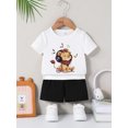 thumbnail image 2 of Suealasg Baby Boys Shorts Set Short Sleeve Cartoon Lion Print T-shirt +Elastic Waist Shorts 6M 1T 2T 3T Toddler Boys Summer 2Pcs Outfit, 2 of 6