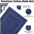 thumbnail image 6 of Bath Mat Floor Towel Set - Absorbent Cotton Hotel Spa Shower/Bathtub Mats [Not a Bathroom Rug] (Navy, 2 Pack (16"x24")), 6 of 6