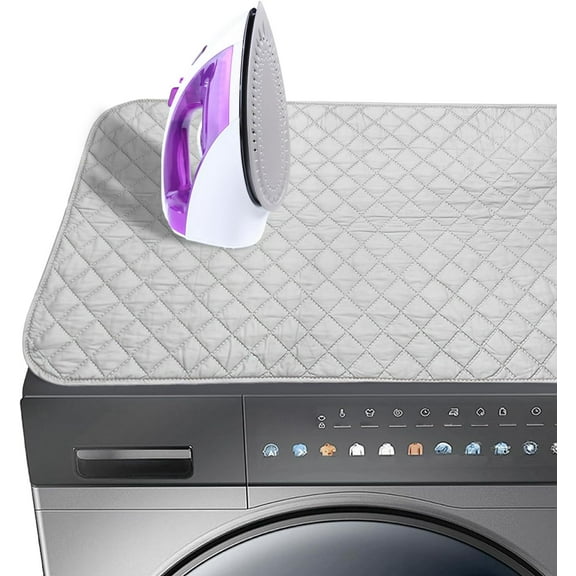 Magnetic Ironing Mat Blanket,Iron Board Alternative Cover/Quilted Washer Dryer Heat Resistant Pad/Portable Cover/Mat Grey 33"X 18"