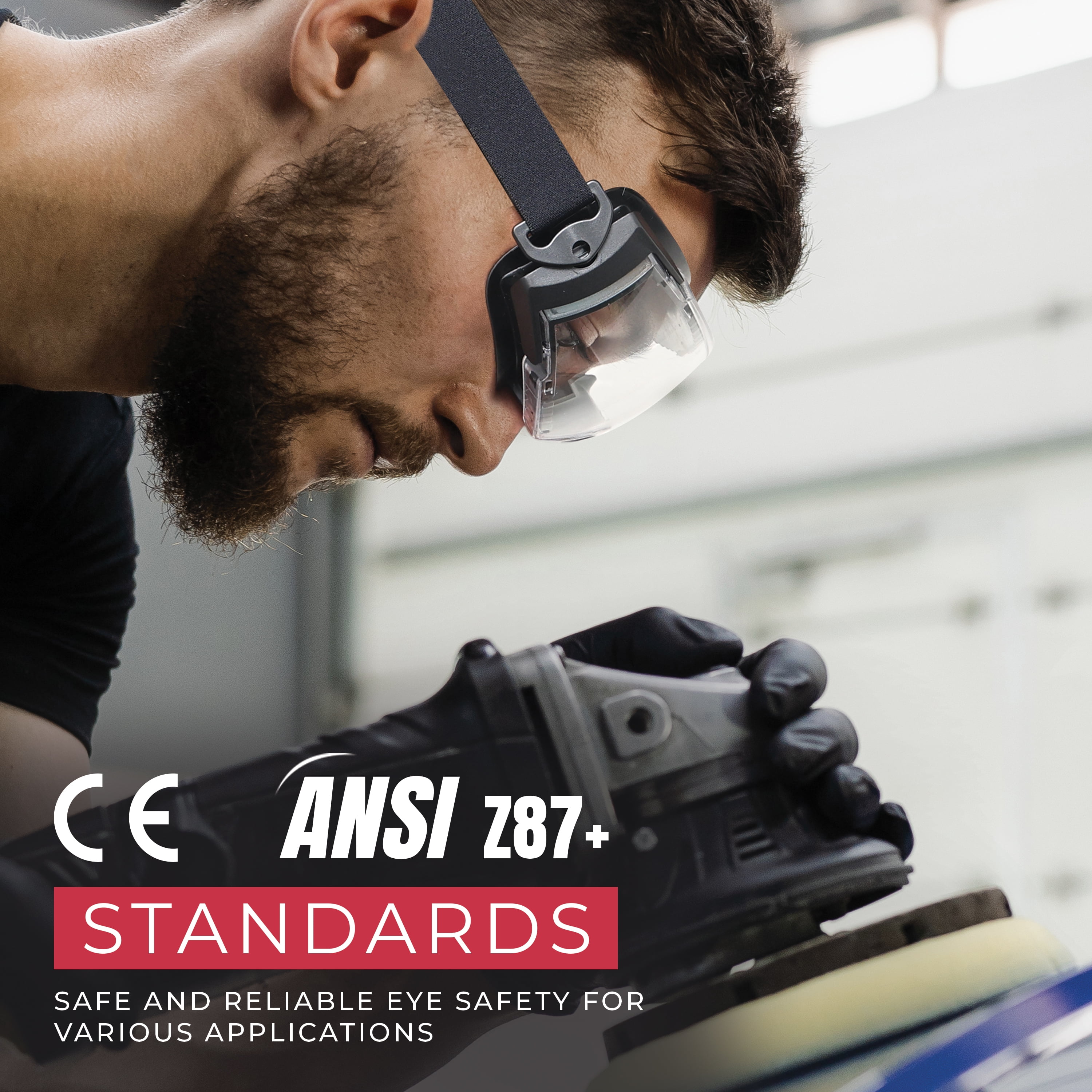 BISON LIFE Chemical Splash & Impact Resistant Safety Goggles, Anti-Fog Clear Lens Protective Eyewear, ANSI Z87.1 , Lab & Industrial Eye Protection, Fits Over Glasses, Pack of 1