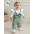 thumbnail image 6 of Newborn Baby Girl Fall Outfit Romper Floral Print Fake Two Pieces Patchwork Bow Jumpsuit 1 3 6 9 12 18 Months Infant Cute Winter Clothes, 6 of 10