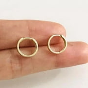 14k Yellow Gold Plated Silver Real Solid Metal Women's Daily Wear Tiny Hoop Earring