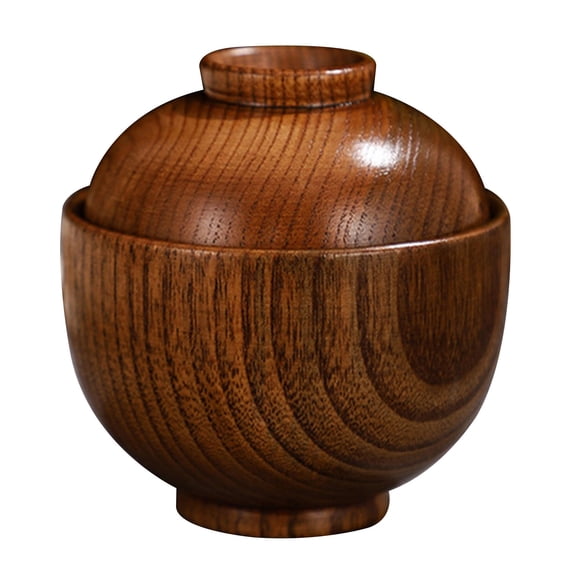WRISTBIQUE Brown Salad Serving Bowl with Lid Large Unbreakable Wood Bowl 1Pack