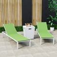 thumbnail image 2 of LeisureMod Marlin Modern White Aluminum Outdoor Patio Chaise Lounge Chair with Square Fire Pit Side Table Perfect for Patio, Lawn, and Garden (Green), 2 of 21