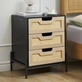 thumbnail image 1 of Yeshouse Mesita de noche de ratán con patas de hierro, mesa pequeña con patas de hierro, ideal para espacios pequeños, elemento decorativo, fácil montaje y construcción ligera, 1 of 9