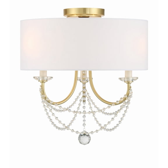 Crystorama Lighting Delilah 3 Light Aged Brass Ceiling Mount - 15.75"W x 15.5"H