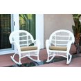 thumbnail image 1 of Jeco Wicker Rocker Chair with Tan Cushion, Set of 2, White, 1 of 2