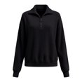 thumbnail image 5 of NTACZA Women's Sweaters Quarter Zip Dressy Black Zip Mock Neck Sweaters Pullover Knitted Polos Women's Jumpers L, 5 of 9