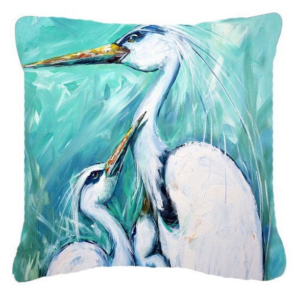 Carolines Treasures MW1145PW1818 Mothers Love Egret Canvas Fabric Decorative Pillow  18H x18W multicolor