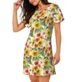thumbnail image 2 of Fotbe Sunflower Cornflower Poppy Bata de Dormir para Mujer con Estampado, Camisón de Algodón de Manga Corta, Ropa de Dormir Casual, 2 of 6