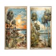 thumbnail image 2 of Designart "Vintage Florida Collage Palm Trees and Beach Scenes III" Florida Framed Wall Art Set Of 2 - Modern Green Framed Wall Art Set Of 2, 2 of 6