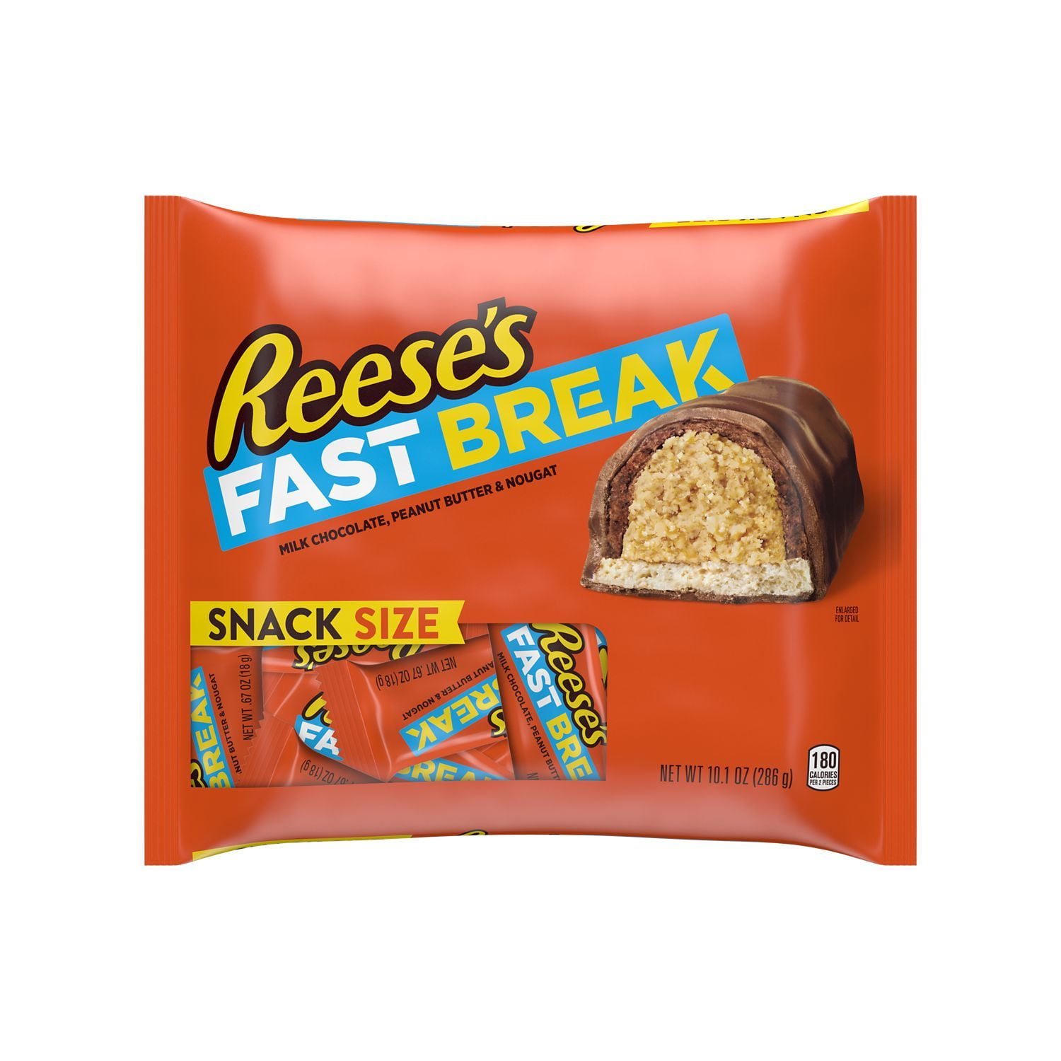 Reese's, Fast Break Milk Chocolate, Peanut Butter and Nougat Snack Size Candy Bars, Gluten Free, Individually Wrapped, 10.1 oz