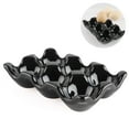 thumbnail image 1 of Decorative Ceramic Egg Tray - 6 Cup Half Dozen Porcelain Egg Holder, Black Color, 1 of 5