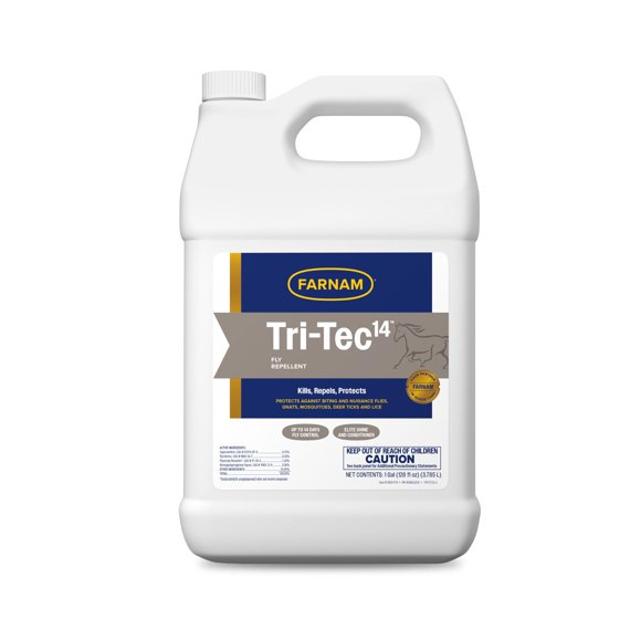 Repelente de insectos Farnam Tri-Tec 14 Fly Spray para caballos, 3,8 L