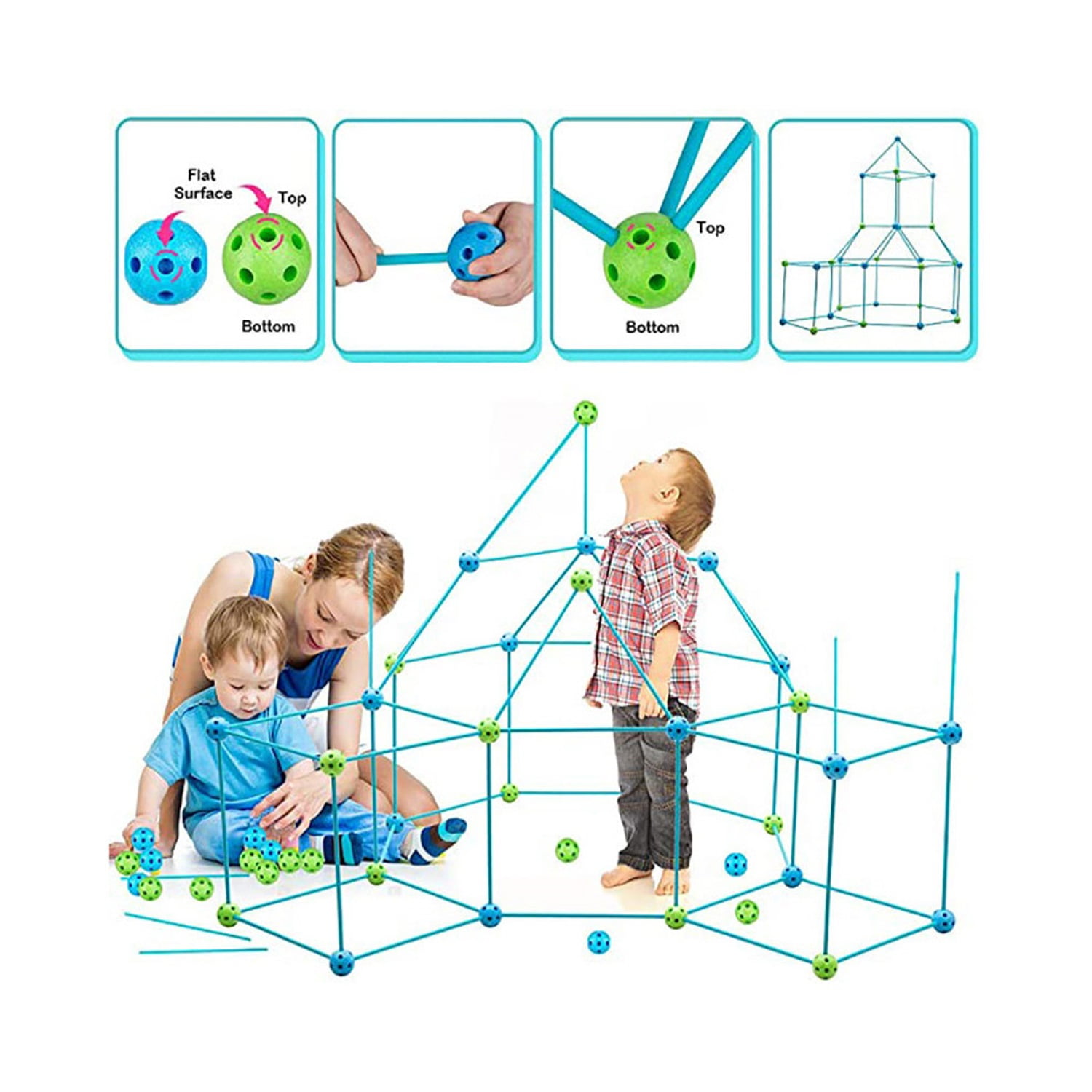 CIPACHO Kids Fort Building Kit, 85pcs DIY Building Castles Play Tent for Boys Girls, Christmas Gift (Without Curtain)
