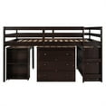 thumbnail image 6 of Full Size Loft Bed Frame with Rolling Portable Desk and Cabinet, Wooden Low Study Bedroom Loft Bed with 3 Storage Drawers, Bookshelf, Ladder and Safety Guardrails, Not Included Mattress, Espresso, 6 of 7