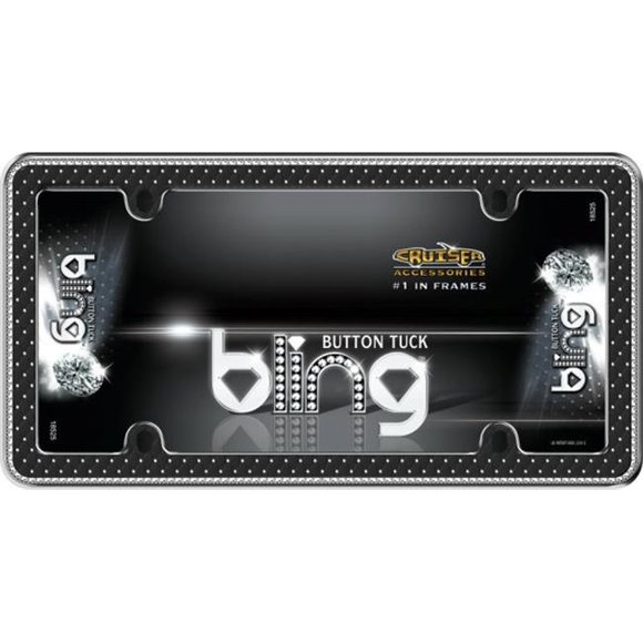 Cruiser Frames Button Tuck Bling - Chrome & Black License Plate Frame