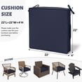 thumbnail image 2 of Kimunuk Outdoor Chair Cushions set of 2, 22" x 22" Zipped Waterproof Outdoor Seat Cushions Couch Pads with Ties for Patio Furniture, Navy, 2 of 6