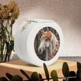 thumbnail image 6 of Naloa Vintage Floral White Horse Round Jewelry Box, Travel Jewelry Organizer, 3.9 x 3.9 x 2in Jewelry Storage Box for Women-White, 6 of 7
