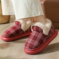 thumbnail image 3 of Rokment Plaid Christmas House Booties Slippers for Women Men Xmas Holiday Checkered Winter Fleece Lined Warm Slip on Boot Home Bedroom Memory Foam Shoes Indoor Outdoor Red Size 5.5, 3 of 9
