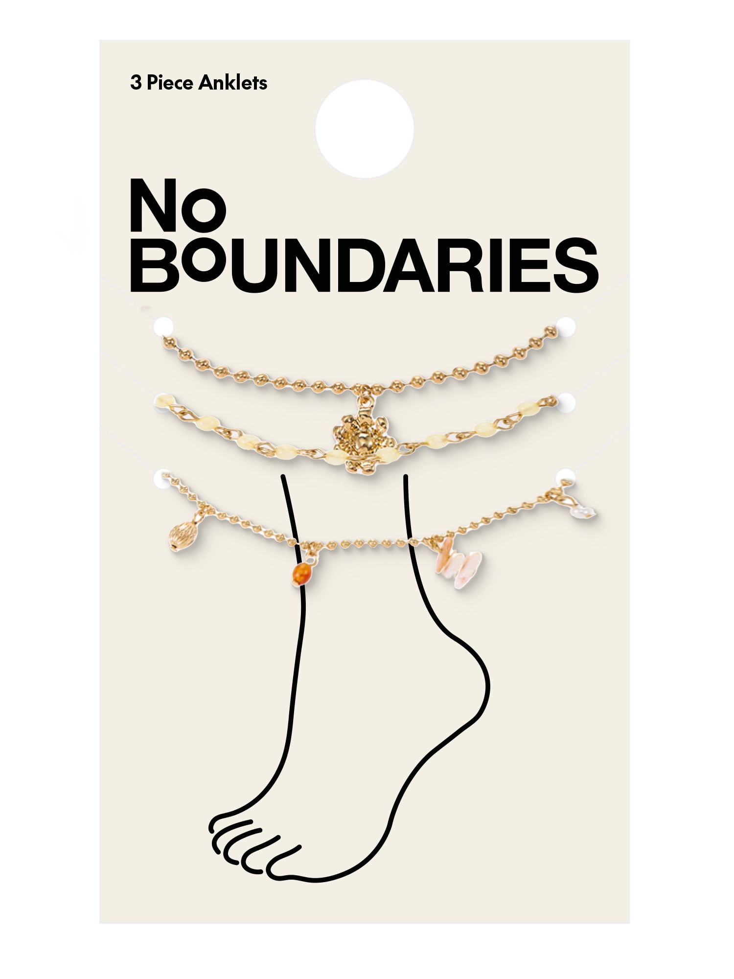 No Boundaries 3 Piece Multicolor Anklet Set