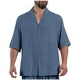 thumbnail image 2 of Men's T Shirts&nbsp;Loose Fit Casual Plaid Turndown Collar Poket Casual Long Sleeve Buttons Short Shirt, 2 of 6