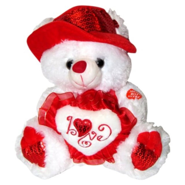 Jimmy musical teddy bear with red Hat and i love you Ideal for mother's day 