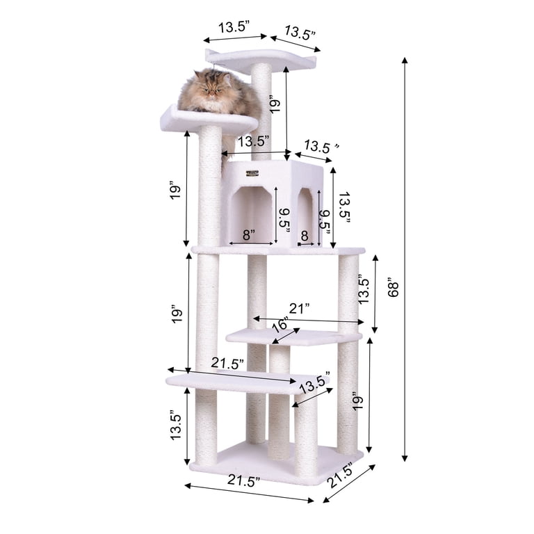 Armarkat 68-Inch Cat Tree Tower with Condo, Ivory photo 5