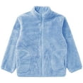 thumbnail image 3 of YONGHS Kids Girls Polar Fleece Jacket Long Sleeve Zipper Outerwear Winter Warm Coat Blue 11-12, 3 of 6