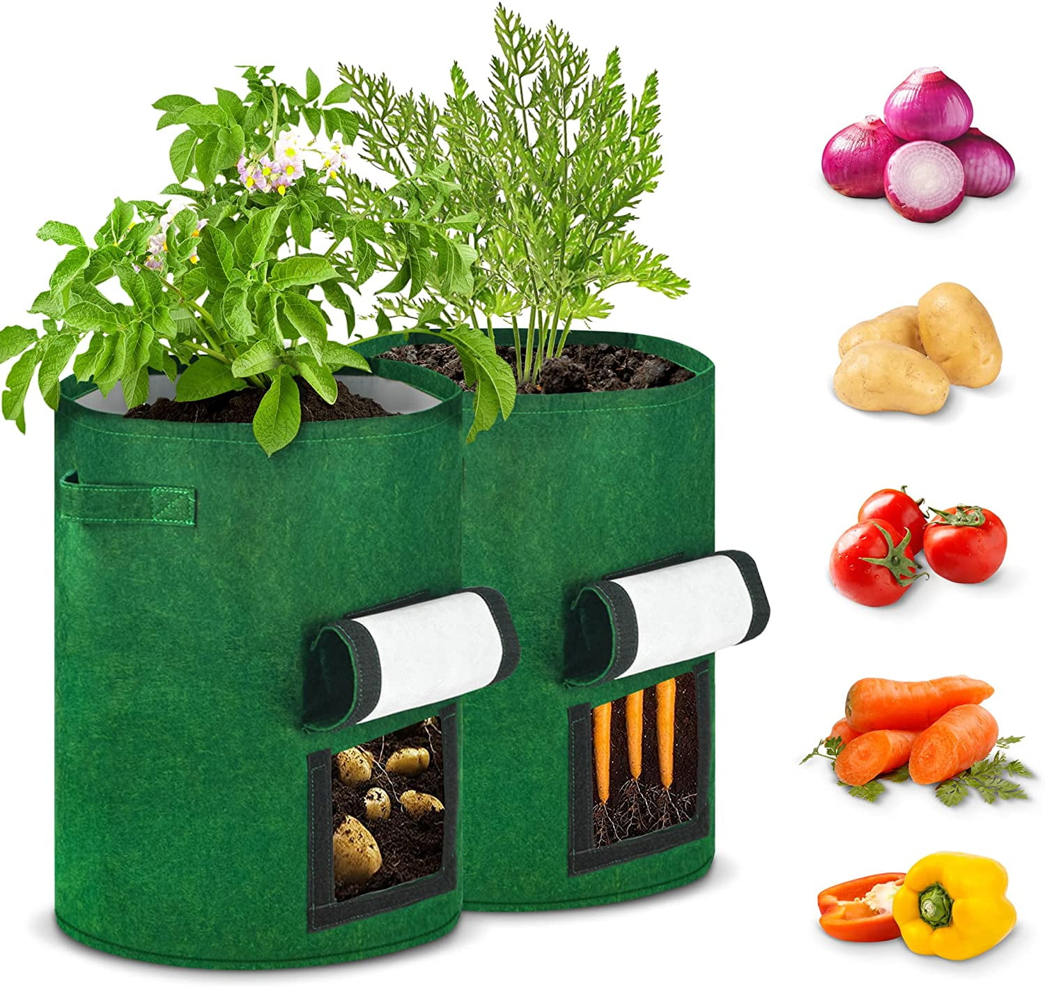 Potato Grow Bags 10 Gallon 2 Pack, Plant Grow Bags with Flaps, Grow