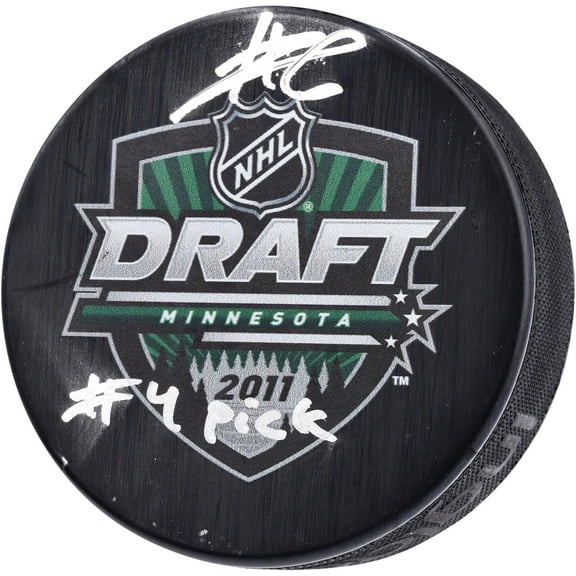 Adam Larsson Seattle Kraken Autographed 2011 NHL Draft Logo Hockey Puck with "#4 Pick" Inscription - Fanatics Authentic Certified