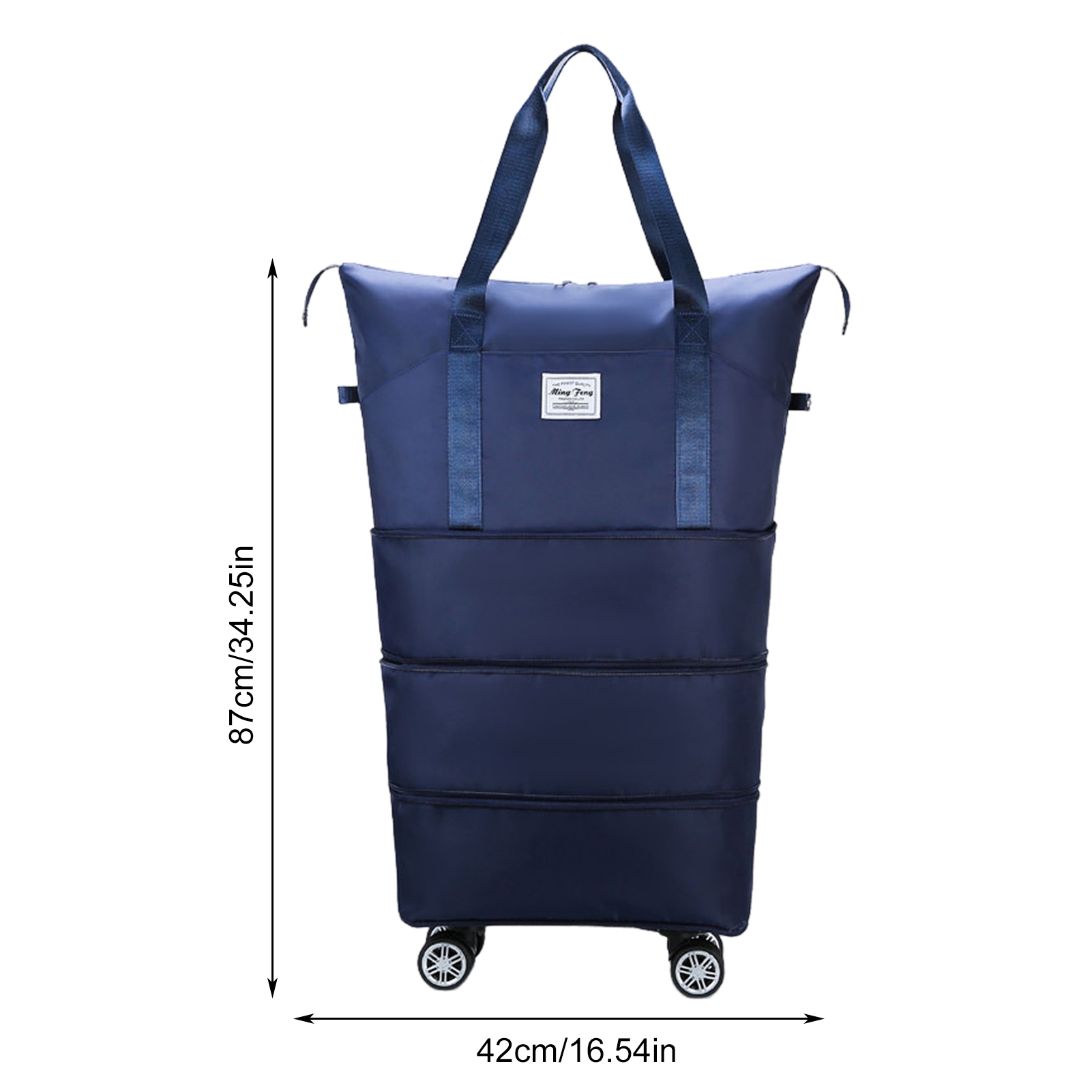 Callipe Large Capacity Expandable Travel Bag Zipper Closure Waterproof Tear-Resistant Luggage Bag with Rotatable Wheels Duffel Bag Suitcase