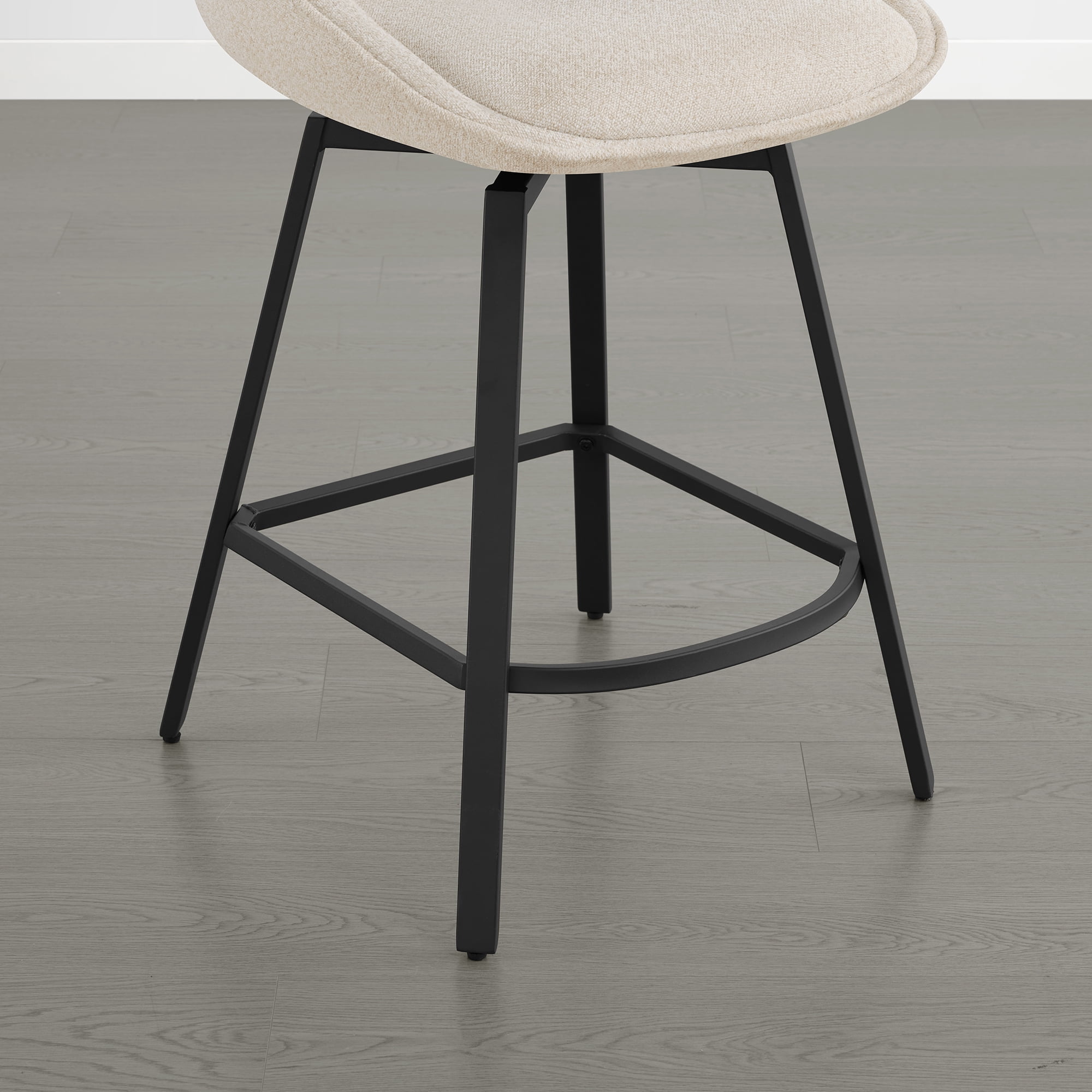 Spruce & Spring Modern Upholstered Bar Stool with Back, Metal Frame Counter Height Stool with Footrest for Kitchen Island Dining, Boucle Fabric, Set of 2, Sand