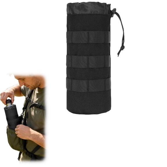 Water Bottle Pouch - Tactical Hydration Holder Made of Durable Oxford Fabric with Drainage Mesh for Hiking, Camping, Outdoor Sports(Black)DSF