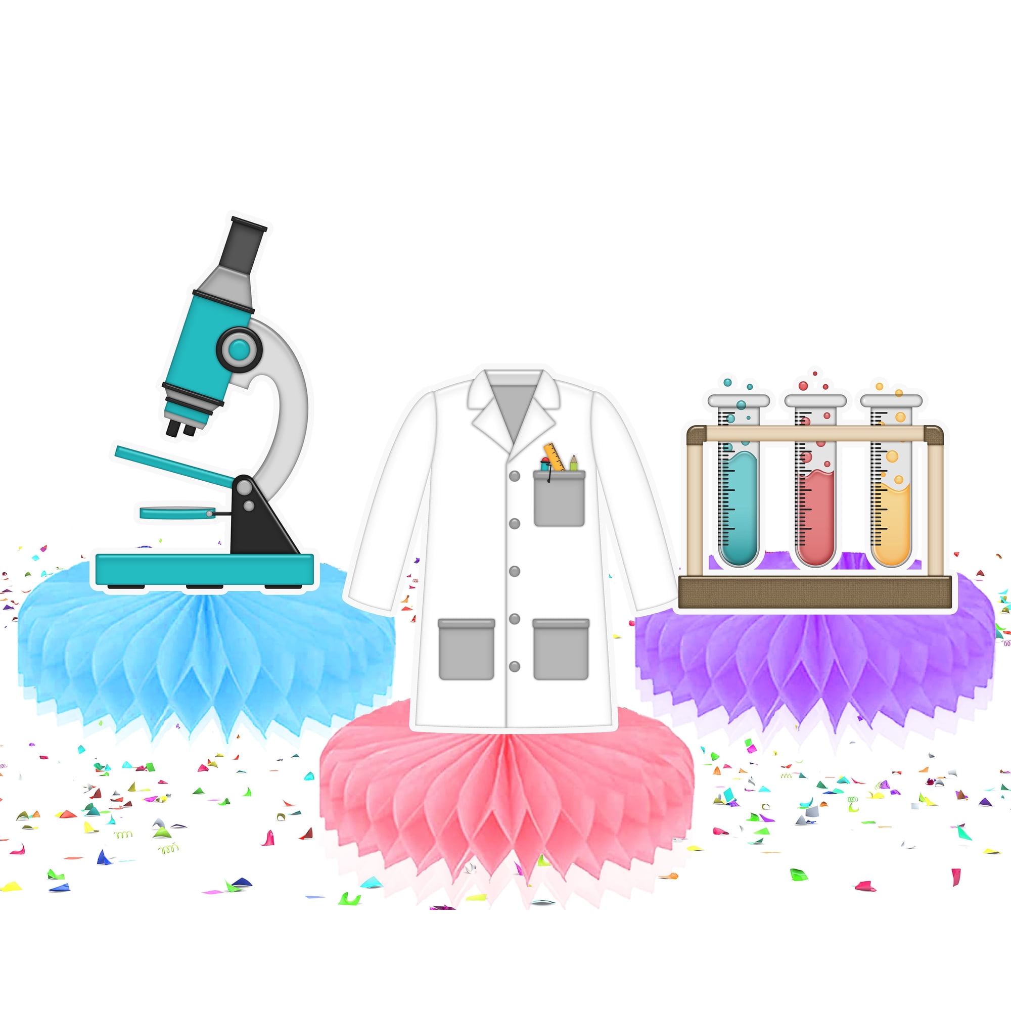 5 Pcs Science Party Honeycomb Centerpieces Birthday Decorations for School Science Lab.