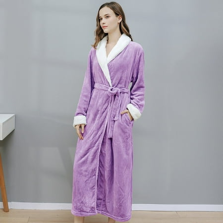 

YSEINBH Lightweight Soft Nightgown Elegant Sleepwear Long Bathrobes For Women Warm Winter PajamasDresses
