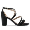 thumbnail image 3 of BURUDANI Women's Ankle Strap Dress Pump Low Chunky Heel Sandals BLACK/SUEDE Size 8, 3 of 7