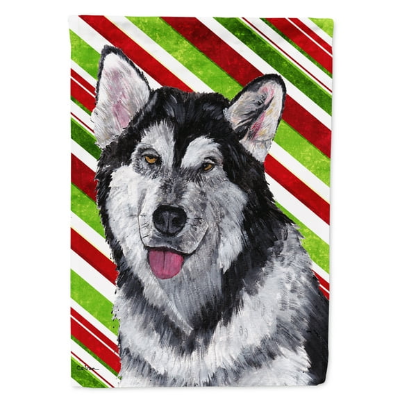 Alaskan Malamute Candy Cane Holiday Christmas Garden Flag