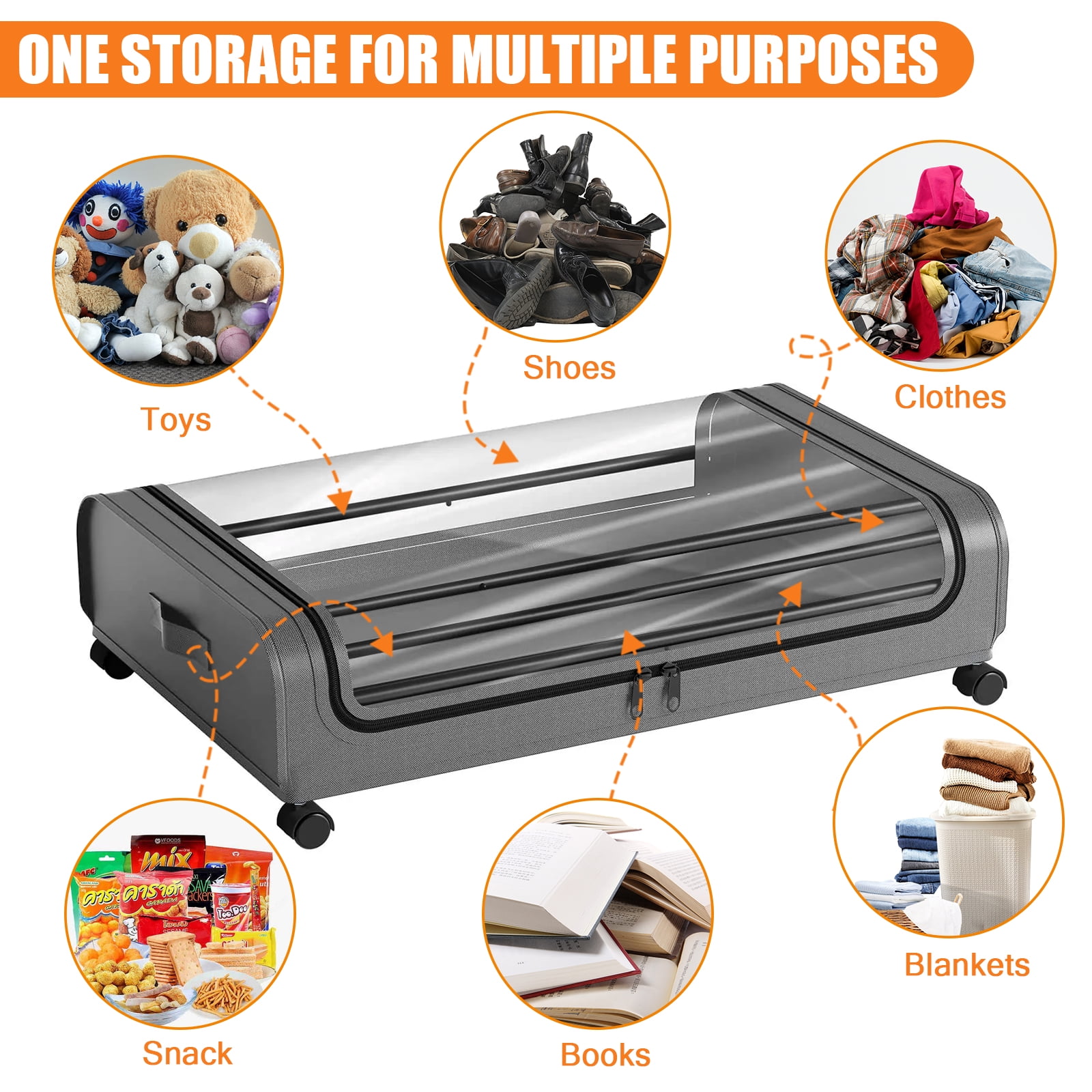 Under Bed Storage Containers ,2PACK Under Bed Storage with Wheels,Large Bedroom Storage Bins with Lids Closet Organizer for Clothes Blankets Shoes Bedding Toys