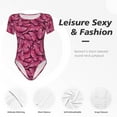 thumbnail image 6 of Uemuo Pink Butterfly Pattern Women's One Piece Short Sleeve Swimsuit Rash Guard Surfing Modest Quick-drying Swimsuit Beach Essentials-X-Large, 6 of 9