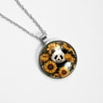 thumbnail image 4 of Panda Sunflower Elegant Glass Circular Pendant Necklace - Stunning Jewelry for Women, 4 of 5