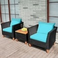 thumbnail image 3 of Costway 3PCS Outdoor Patio Rattan Furniture Set Wooden Table Cushioned Sofa Turquoise, 3 of 10