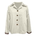 thumbnail image 3 of Unir Casual Turn-Down Collar Short Jacket for Women, Button Front, Relaxed Fit Everyday Polyester Outerwear with Pockets, 1 Piece, S-XXL, Plus Size Friendly, 3 of 6