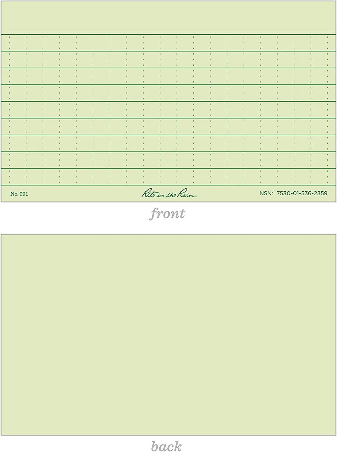 Rite in the Rain® All-Weather Index Cards, 3" x 5", Green, Pack Of 100