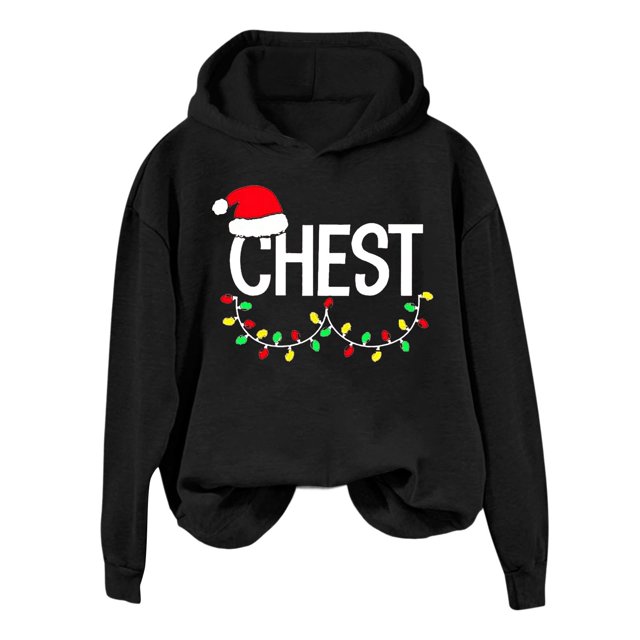 WILLBEST Sudadera de Mujer con Estampado Navideño de Pecho y Nueces, Manga Larga, Estilo Casual y Holgado XX-Grande
