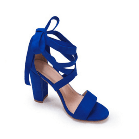 

Women s Solid Color Ankle Lace-up High Heel Sandals Open Toe Cross Strap Dress Chunky Heels Valentine s Day Shoes